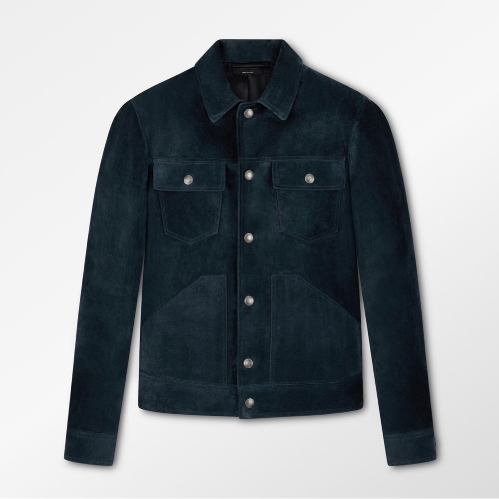 Tom ford dark bluer suede leathered western jacket